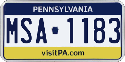 PA license plate MSA1183