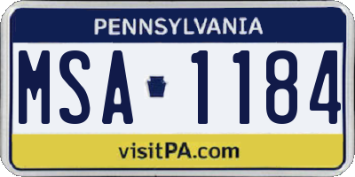 PA license plate MSA1184