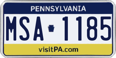 PA license plate MSA1185