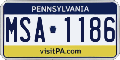 PA license plate MSA1186