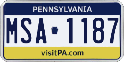 PA license plate MSA1187