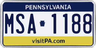 PA license plate MSA1188
