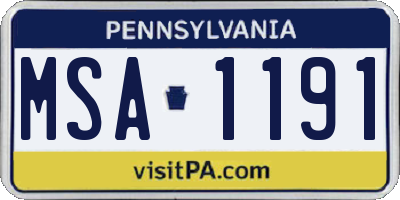 PA license plate MSA1191