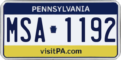 PA license plate MSA1192