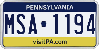 PA license plate MSA1194