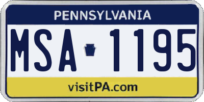 PA license plate MSA1195
