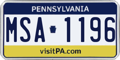 PA license plate MSA1196