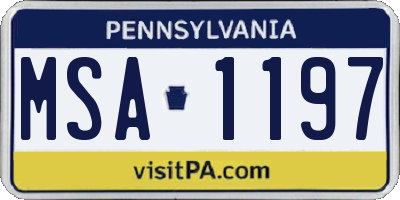 PA license plate MSA1197