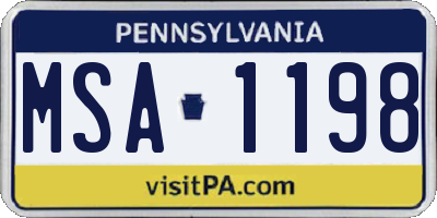 PA license plate MSA1198
