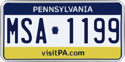 PA license plate MSA1199