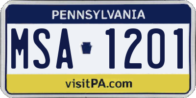 PA license plate MSA1201