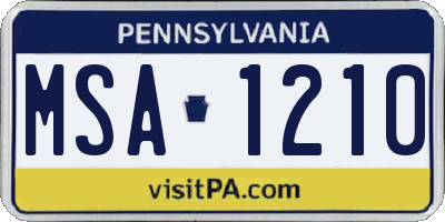PA license plate MSA1210