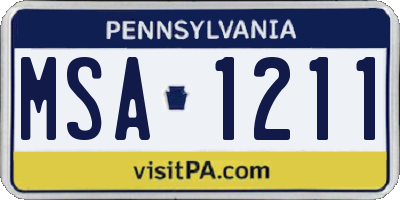 PA license plate MSA1211