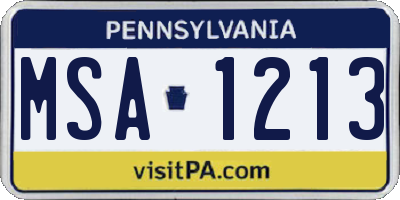 PA license plate MSA1213