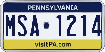 PA license plate MSA1214