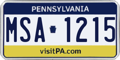 PA license plate MSA1215