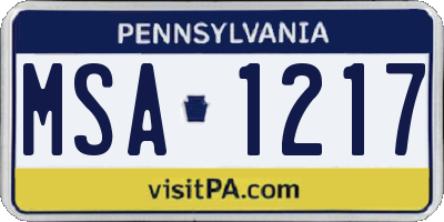 PA license plate MSA1217