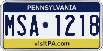 PA license plate MSA1218