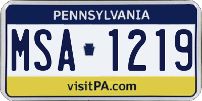 PA license plate MSA1219