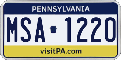 PA license plate MSA1220