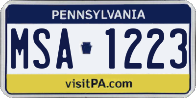 PA license plate MSA1223