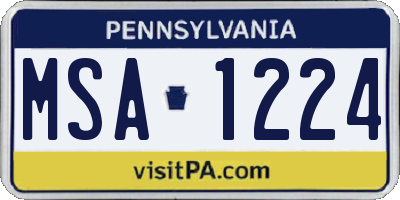 PA license plate MSA1224