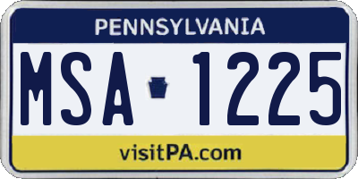 PA license plate MSA1225