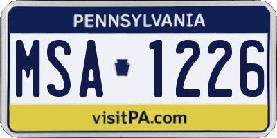 PA license plate MSA1226