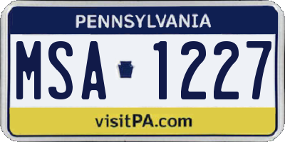 PA license plate MSA1227