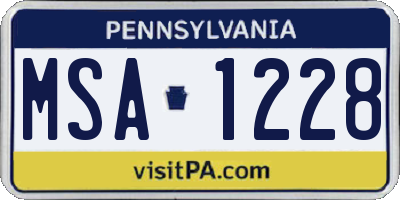 PA license plate MSA1228
