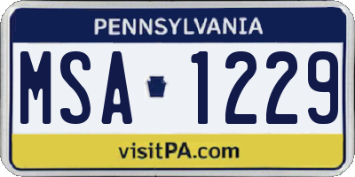 PA license plate MSA1229