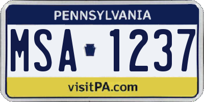 PA license plate MSA1237
