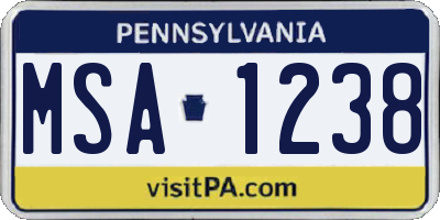 PA license plate MSA1238