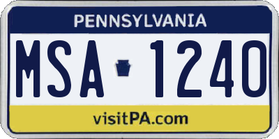 PA license plate MSA1240