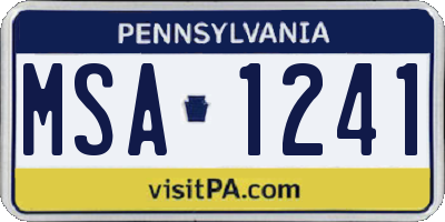 PA license plate MSA1241
