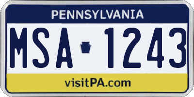 PA license plate MSA1243