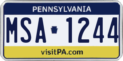 PA license plate MSA1244