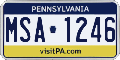 PA license plate MSA1246