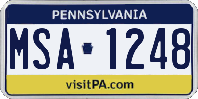 PA license plate MSA1248