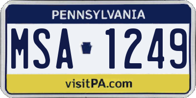PA license plate MSA1249