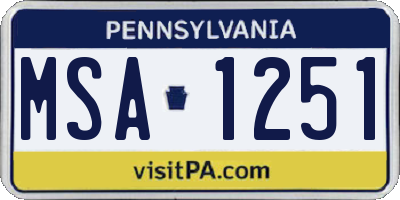 PA license plate MSA1251