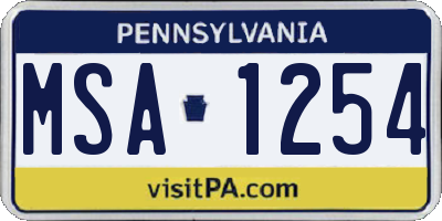 PA license plate MSA1254