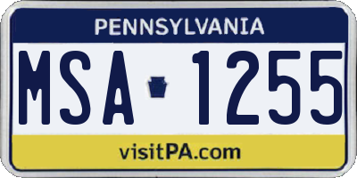 PA license plate MSA1255