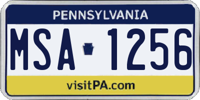 PA license plate MSA1256