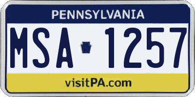 PA license plate MSA1257