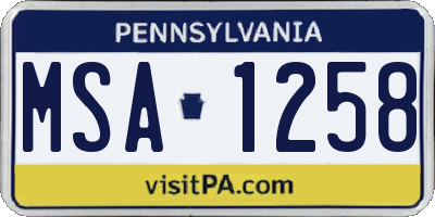 PA license plate MSA1258