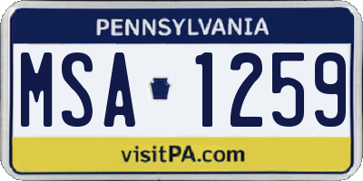 PA license plate MSA1259