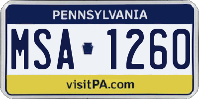 PA license plate MSA1260