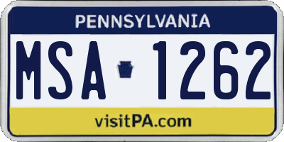 PA license plate MSA1262