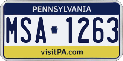 PA license plate MSA1263